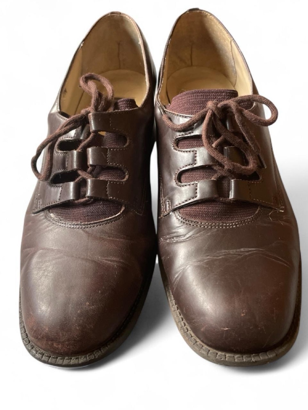 Women's Brown Leather Lace-Up Heels - Classic Comfort